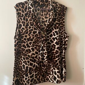 adrienne vittadini leopard blouse with elegant and sexy gold tie xl